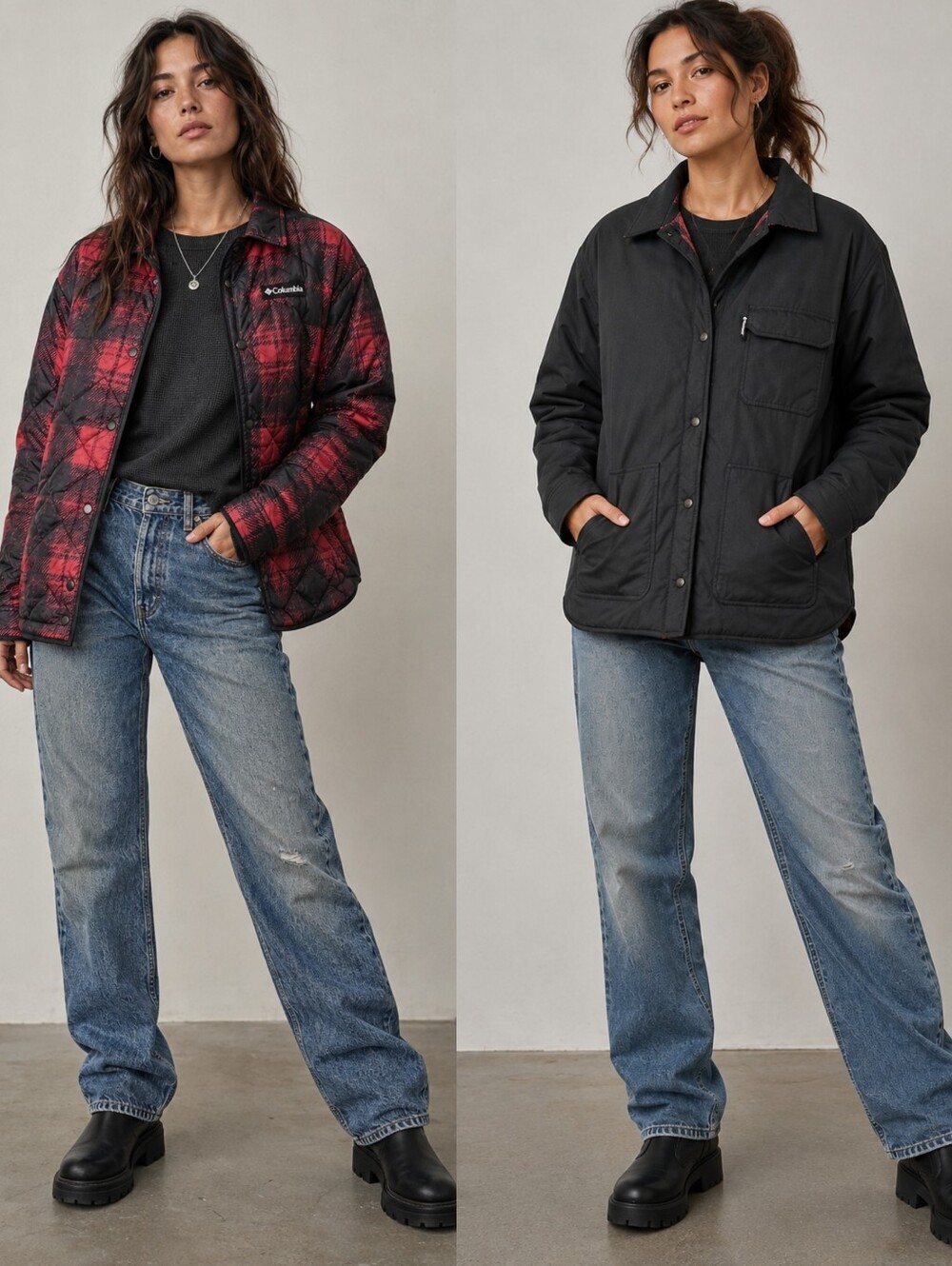 COLUMBIA LONGHORN RIDGE REVERSIBLE QUILTED PLAID RIPSTOP JACKET SHACKET LARGE